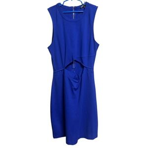 Express Royal Blue Bodycon Modern Glam Mini Dress Size‎ 6 Cutout Front Stretchy